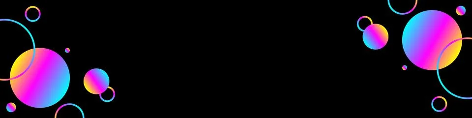 Linear circles pattern with trendy gradient, abstract composition on black  Stock Illustration