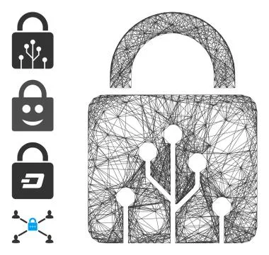 Linear Circuit Lock Vector Mesh イラスト素材