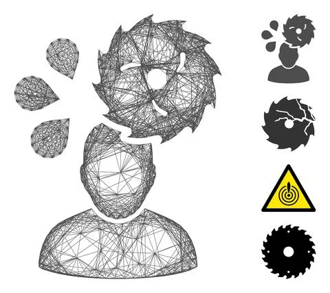 Linear Circular Saw Accident Vector Mesh 스톡 일러스트