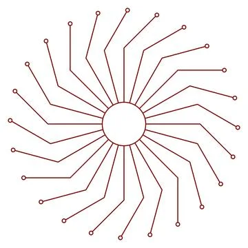 Linear circular shape with petals like sun or flower isolated on white. Stock-Illustration