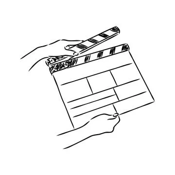 Linear clapper icon for the movie. A firecracker for filmmaking. Board for a  Stock Illustration