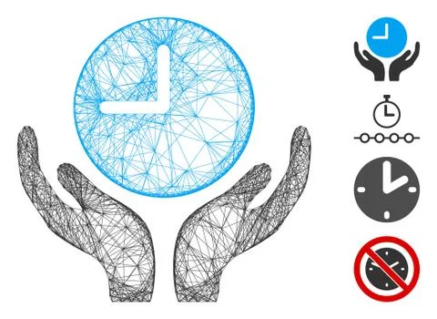 Linear Clock Care Vector Mesh 스톡 일러스트