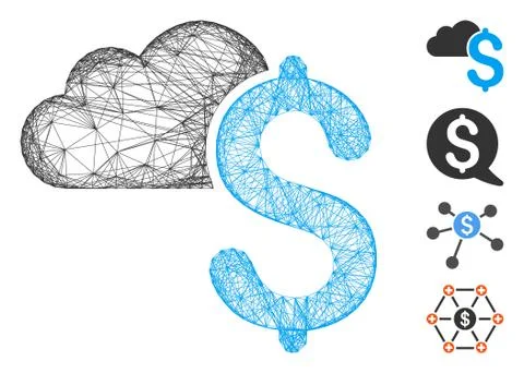 Linear Cloud Banking Vector Mesh Stock Illustration