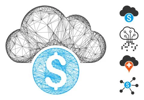 Linear Cloud Banking Vector Mesh Illustrazione stock