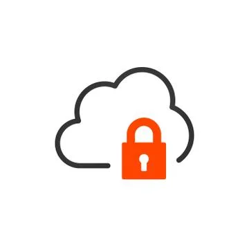 Linear cloud icon with lock. encrypted Data, vpn concept. vector illustration Stock Illustration