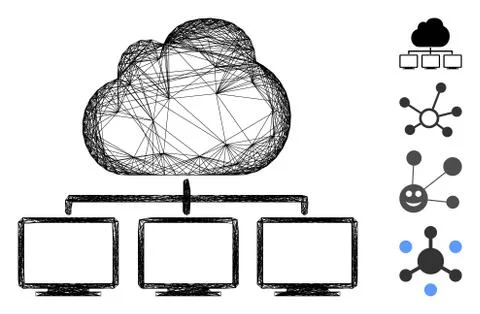 Linear Cloud Network Hierarchy Vector Mesh Stockillustratie