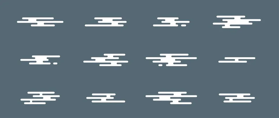 Linear cloud shapes in oriental style. Set of chinese cloud icon. Tradition.. Stock-Illustration