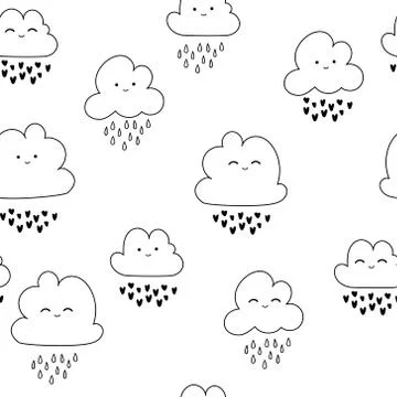 Linear clouds are cute Stock Illustration