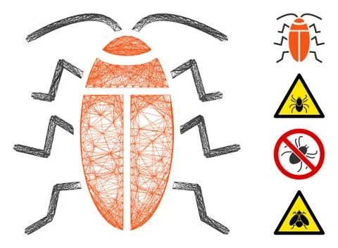 Linear Cockroach Vector Mesh Illustrazione stock