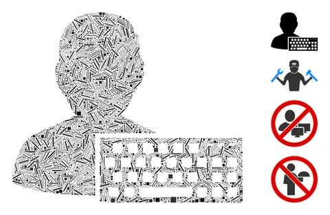 Linear Coder Icon Vector Collage Stockillustratie