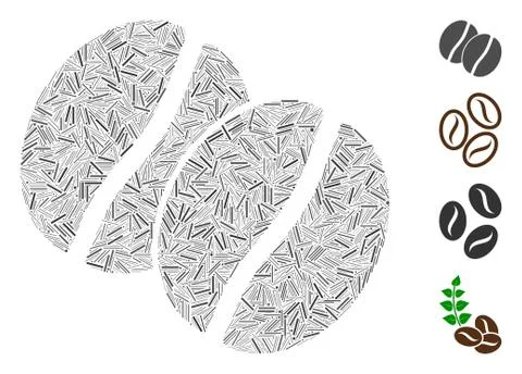 Linear Coffee Beans Icon Vector Mosaic 库存插图