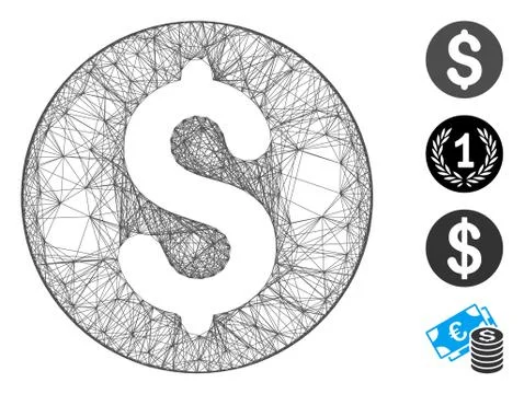 Linear Coin Vector Mesh Stock Illustration