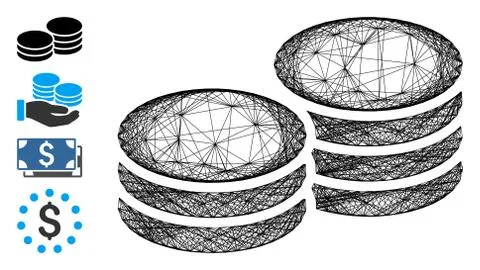 Linear Coins Vector Mesh Stockillustratie