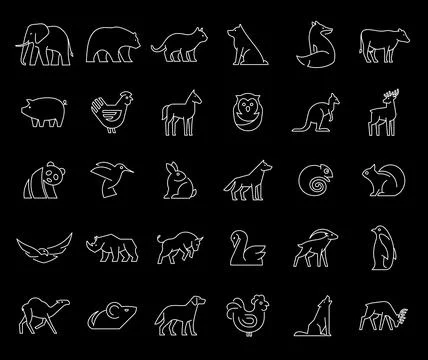 Linear collection of Animal icons Stock Illustration