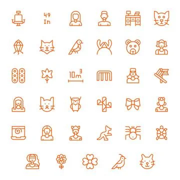 Linear Complete Vector Package with 35 Retina Ready Regular Line Detail Enh.. Stock Illustration