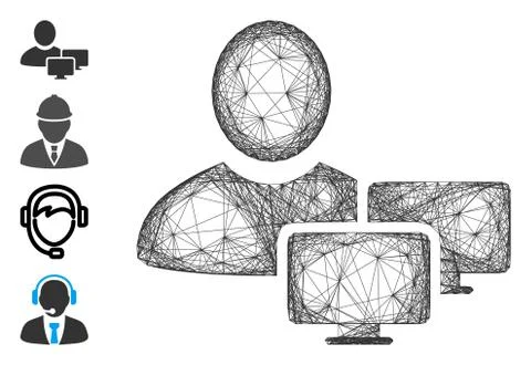 Linear Computer Administrator Vector Mesh Stock Illustration