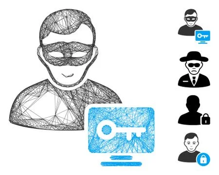 Linear Computer Hacker Vector Mesh Stock Illustration