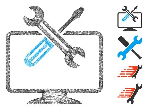 Linear Computer Tools Vector Mesh Stock Illustration