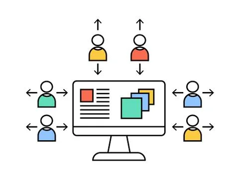 Linear concept of social network takeover Stock Illustration