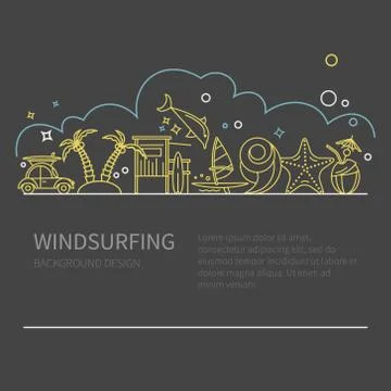 Linear concept windsurfing Stock Illustration