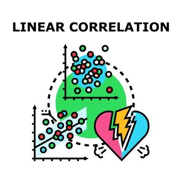 Linear correlation data analysis with broken heart Illustrazione stock