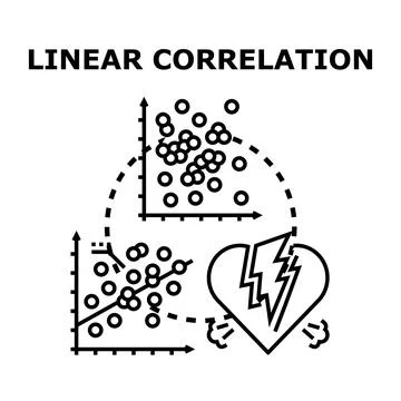 Linear correlation data analysis with broken heart Stock Illustration