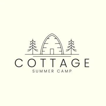 Linear cottage style logo vector illustration icon template design. barn, cab Stock Illustration