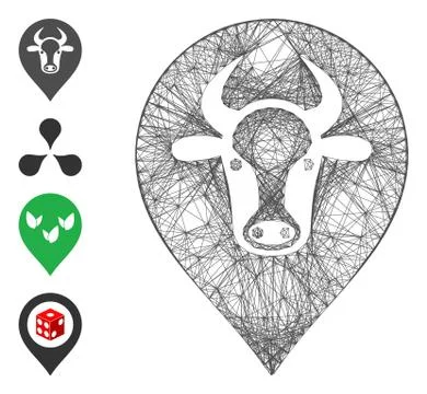 Linear Cow Map Marker Vector Mesh 스톡 일러스트