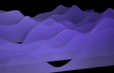 Linear curved blue graph set 3d illustration Stock Illustration