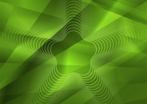 Linear curved star shape on the green low poly glossy background 스톡 일러스트