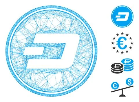Linear Dash Coin Vector Mesh Stock Illustration