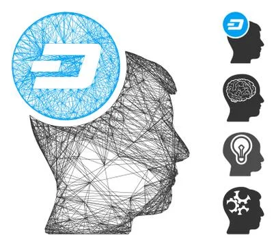 Linear Dash Idea Head Vector Mesh Illustrazione stock