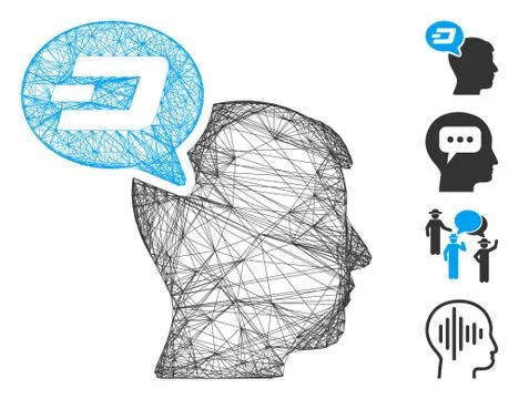 Linear Dash Thinking Balloon Vector Mesh Stock Illustration