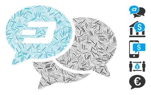 Linear Dash Webinar Icon Vector Collage Stock Illustration
