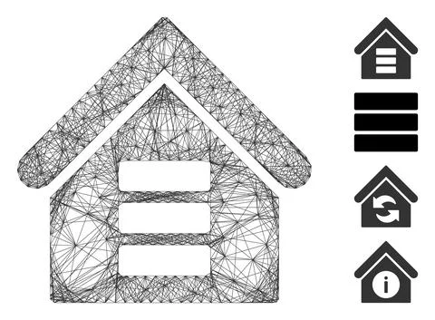 Linear Data Center Building Vector Mesh Stock Illustration