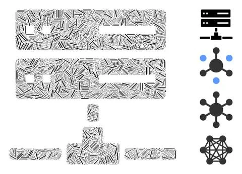 Linear Database Connection Icon Vector Mosaic 스톡 일러스트