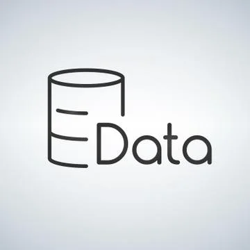 Linear Database, Server Isolated Flat Web Mobile Icon with Data word. Vector Stock Illustration