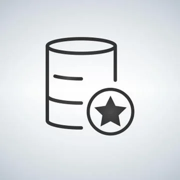 Linear Database, Server Isolated Flat Web Mobile Icon with star or favorite.  イラスト素材