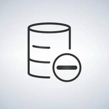 Linear Database, Server Isolated Flat Web Mobile Icon with minus or delete ic Stock Illustration