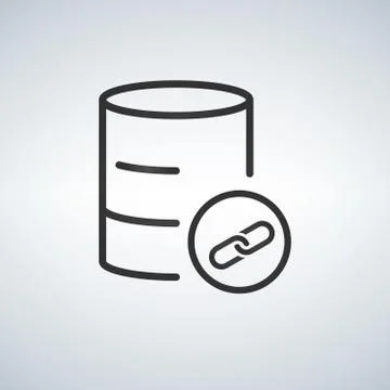 Linear Database, Server Isolated Flat Web Mobile Icon with link or share icon イラスト素材