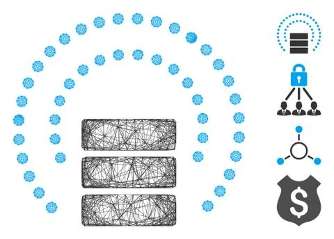 Linear Database Sphere Shield Vector Mesh 스톡 일러스트