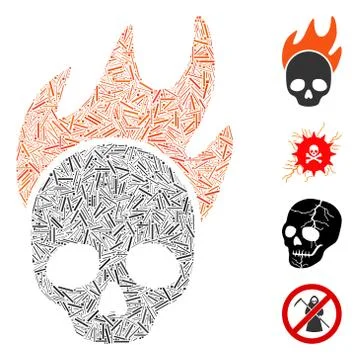 Linear Death Fire Icon Vector Mosaic Illustrazione stock