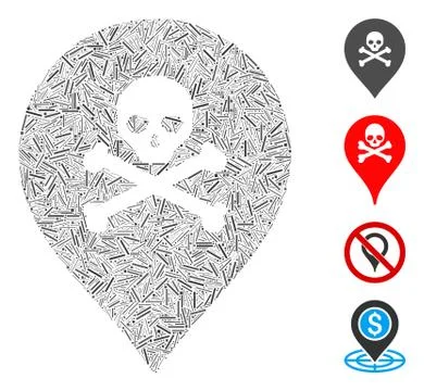 Linear Death Map Marker Icon Vector Mosaic Ilustración de archivo