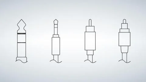 Linear design data, video and audio data cable connectors. vector design element Stock Illustration