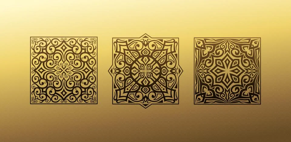 Linear design elements. Vector design gold ornament for your design, web page Stock Illustration