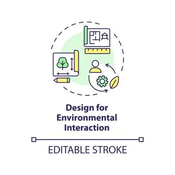 Linear design for environmental interaction icon concept Stock Illustration