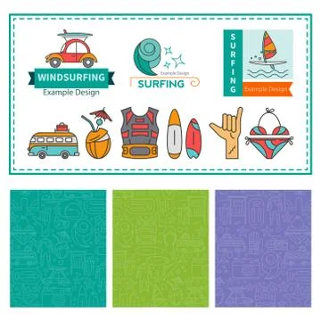 Linear Design Windsurfing Stock Illustration