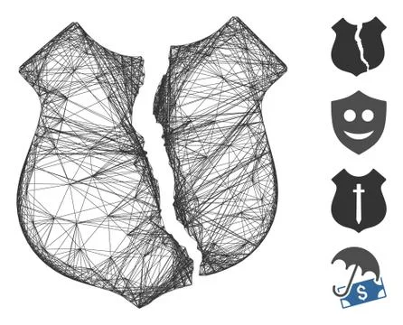 Linear Destroyed Shield Vector Mesh Stock Illustration