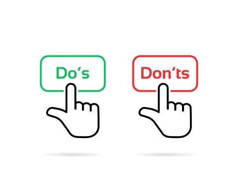 Linear do s and don ts click button Stock Illustration