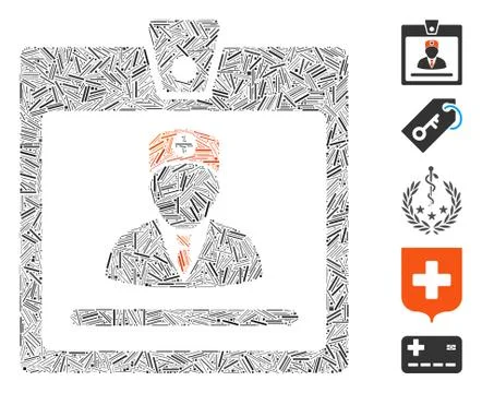 Linear Doctor Badge Icon Vector Mosaic イラスト素材